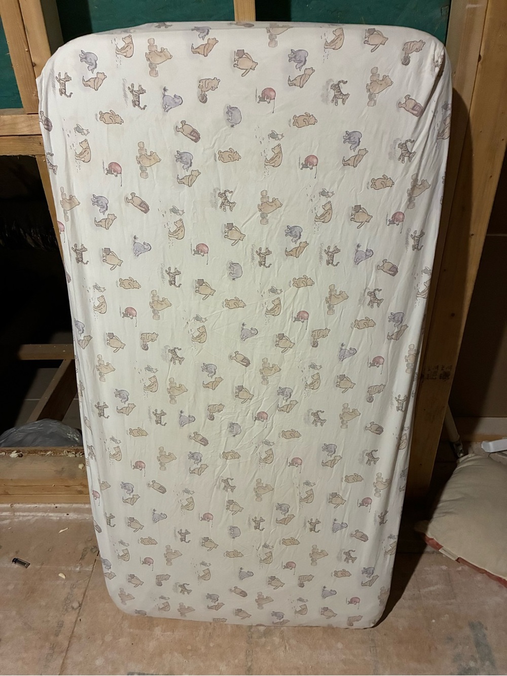 Pottery Barn Kids Fitted Crib Sheet in White with Winnie the Pooh Prints